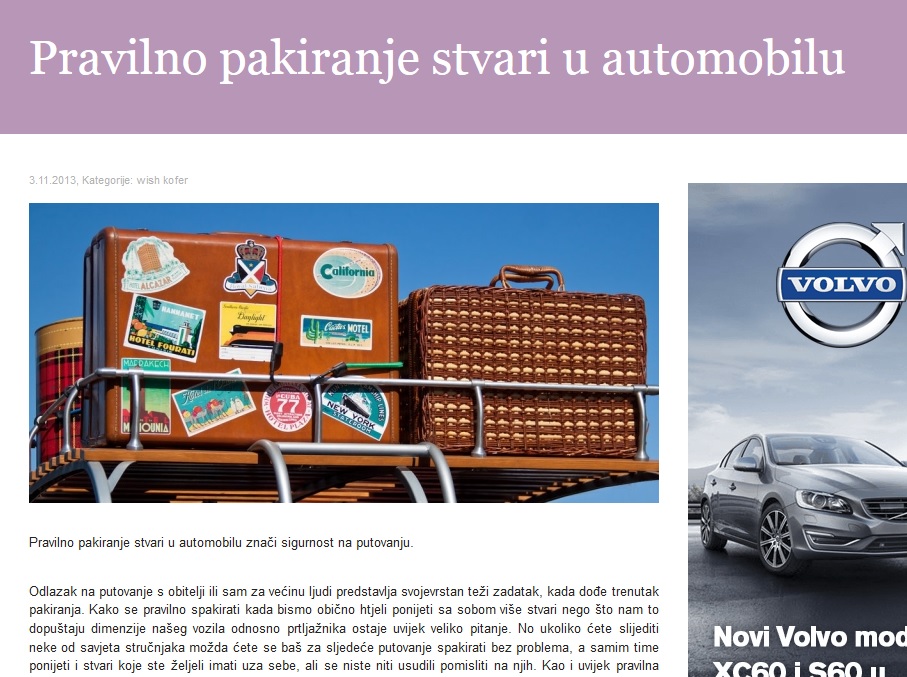 10. Pravilno pakiranje stvari u automobilu